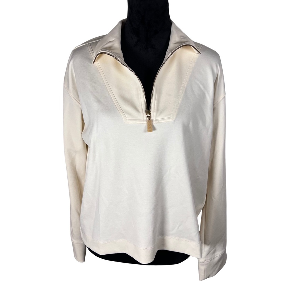 Scotch & Soda half-zip trumpet sleeve sweatshirt in vanilla white - Picture 2 of 7